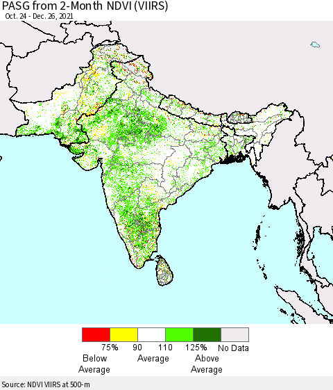 Southern Asia PASG from 2-Month NDVI (VIIRS) Thematic Map For 12/19/2021 - 12/26/2021