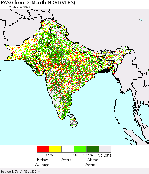 Southern Asia PASG from 2-Month NDVI (VIIRS) Thematic Map For 7/28/2022 - 8/4/2022