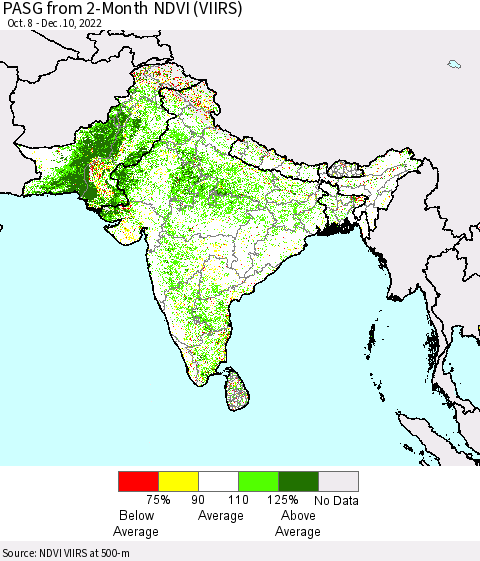 Southern Asia PASG from 2-Month NDVI (VIIRS) Thematic Map For 12/1/2022 - 12/10/2022