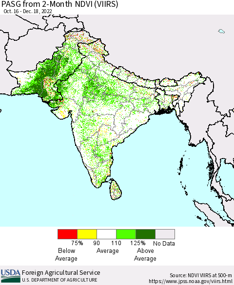 Southern Asia PASG from 2-Month NDVI (VIIRS) Thematic Map For 12/11/2022 - 12/20/2022