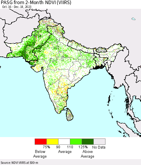 Southern Asia PASG from 2-Month NDVI (VIIRS) Thematic Map For 12/11/2023 - 12/18/2023