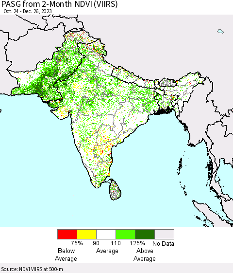 Southern Asia PASG from 2-Month NDVI (VIIRS) Thematic Map For 12/19/2023 - 12/26/2023
