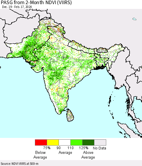 Southern Asia PASG from 2-Month NDVI (VIIRS) Thematic Map For 2/10/2024 - 2/17/2024