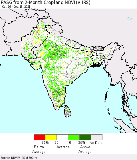 Southern Asia PASG from 2-Month Cropland NDVI (VIIRS) Thematic Map For 12/11/2021 - 12/18/2021