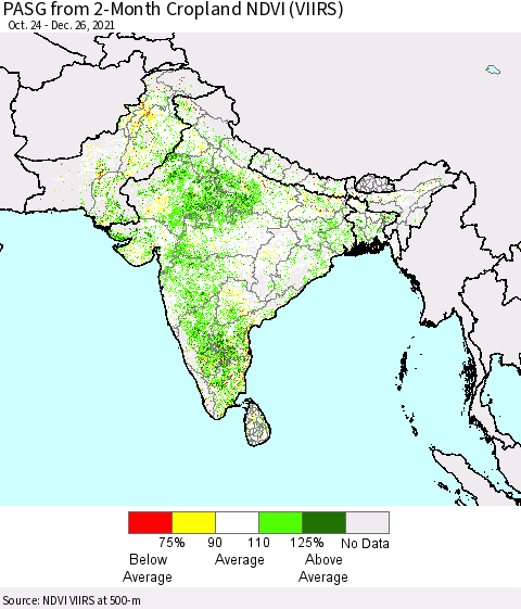 Southern Asia PASG from 2-Month Cropland NDVI (VIIRS) Thematic Map For 12/19/2021 - 12/26/2021