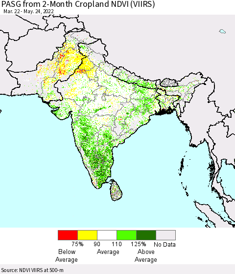 Southern Asia PASG from 2-Month Cropland NDVI (VIIRS) Thematic Map For 5/17/2022 - 5/24/2022