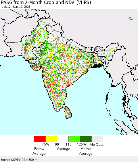 Southern Asia PASG from 2-Month Cropland NDVI (VIIRS) Thematic Map For 9/6/2023 - 9/13/2023