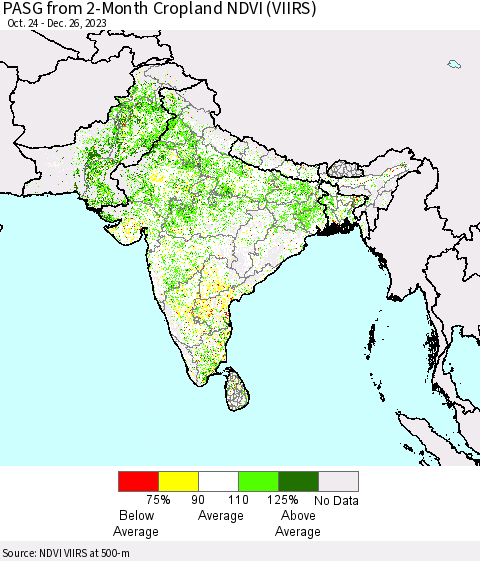 Southern Asia PASG from 2-Month Cropland NDVI (VIIRS) Thematic Map For 12/19/2023 - 12/26/2023