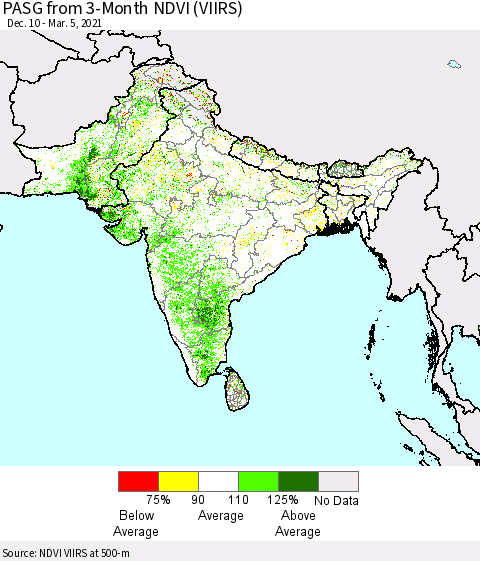 Southern Asia PASG from 3-Month NDVI (VIIRS) Thematic Map For 2/26/2021 - 3/5/2021