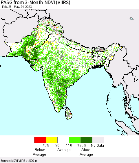 Southern Asia PASG from 3-Month NDVI (VIIRS) Thematic Map For 5/17/2023 - 5/24/2023