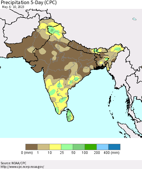 Southern Asia Precipitation 5-Day (CPC) Thematic Map For 5/6/2023 - 5/10/2023