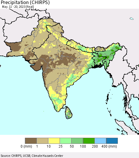 Southern Asia Precipitation (CHIRPS) Thematic Map For 5/11/2023 - 5/20/2023