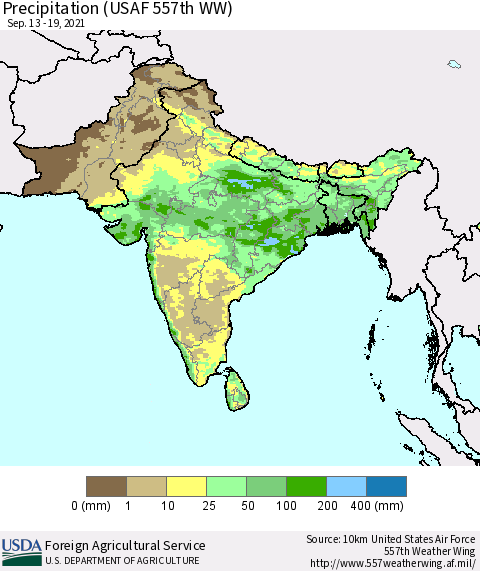 Southern Asia Precipitation (USAF 557th WW) Thematic Map For 9/13/2021 - 9/19/2021