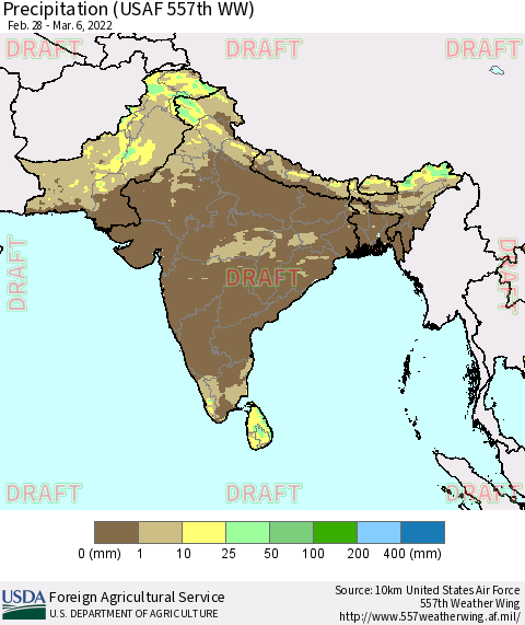 Southern Asia Precipitation (USAF 557th WW) Thematic Map For 2/28/2022 - 3/6/2022