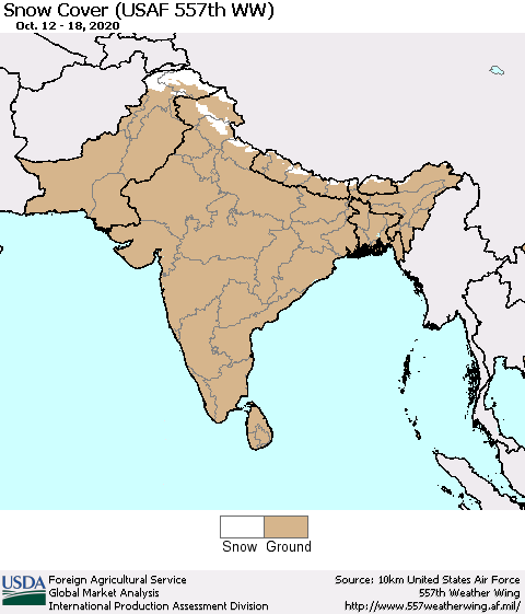Southern Asia Snow Cover (USAF 557th WW) Thematic Map For 10/12/2020 - 10/18/2020