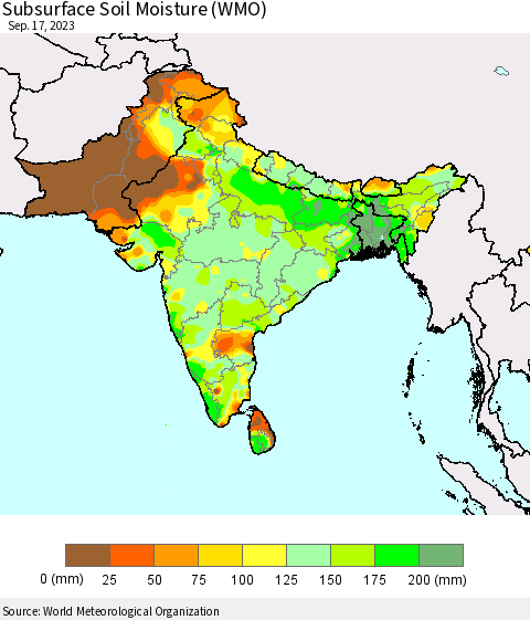 Southern Asia Subsurface Soil Moisture (WMO) Thematic Map For 9/11/2023 - 9/17/2023