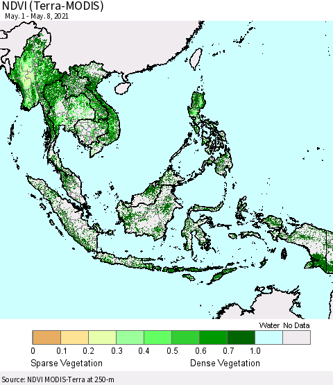 South East Asia NDVI (Terra-MODIS) Thematic Map For 5/1/2021 - 5/8/2021