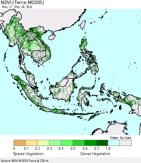 South East Asia NDVI (Terra-MODIS) Thematic Map For 5/17/2021 - 5/24/2021