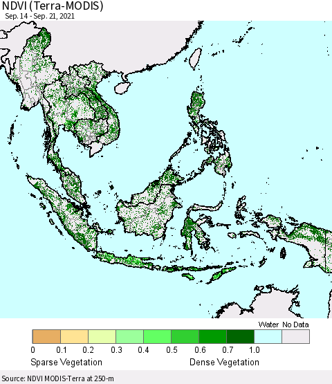 South East Asia NDVI (Terra-MODIS) Thematic Map For 9/14/2021 - 9/21/2021