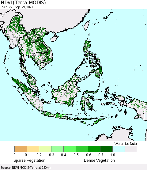 South East Asia NDVI (Terra-MODIS) Thematic Map For 9/22/2021 - 9/29/2021