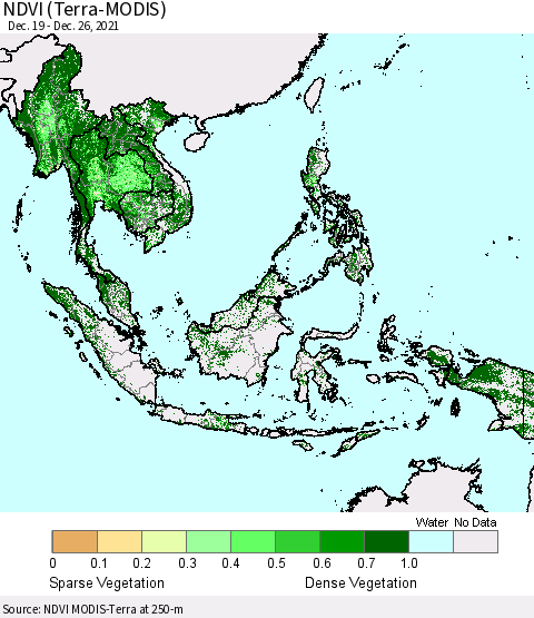 South East Asia NDVI (Terra-MODIS) Thematic Map For 12/19/2021 - 12/26/2021