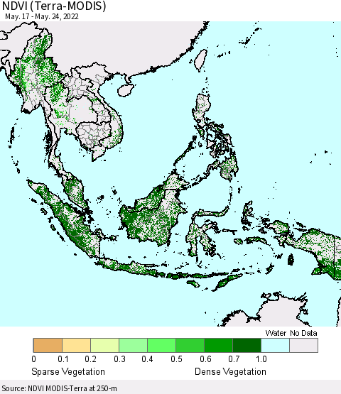 South East Asia NDVI (Terra-MODIS) Thematic Map For 5/17/2022 - 5/24/2022