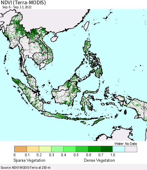 South East Asia NDVI (Terra-MODIS) Thematic Map For 9/6/2022 - 9/13/2022