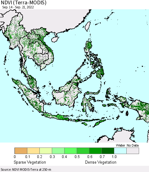 South East Asia NDVI (Terra-MODIS) Thematic Map For 9/14/2022 - 9/21/2022