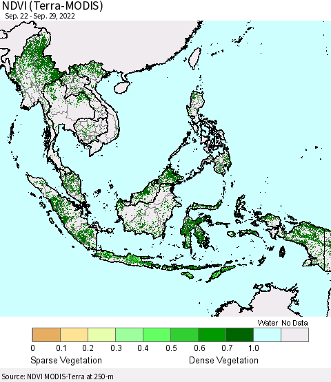 South East Asia NDVI (Terra-MODIS) Thematic Map For 9/22/2022 - 9/29/2022