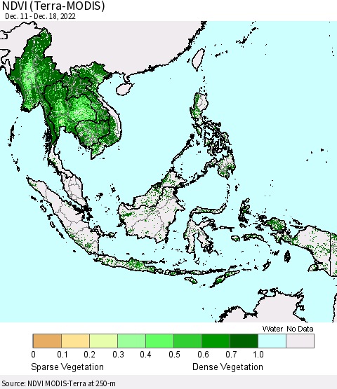 South East Asia NDVI (Terra-MODIS) Thematic Map For 12/11/2022 - 12/18/2022