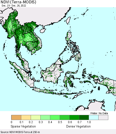 South East Asia NDVI (Terra-MODIS) Thematic Map For 12/19/2022 - 12/26/2022