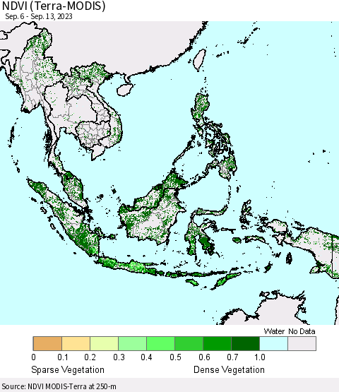 South East Asia NDVI (Terra-MODIS) Thematic Map For 9/6/2023 - 9/13/2023