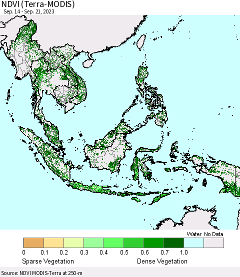 South East Asia NDVI (Terra-MODIS) Thematic Map For 9/14/2023 - 9/21/2023
