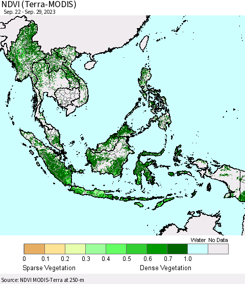 South East Asia NDVI (Terra-MODIS) Thematic Map For 9/22/2023 - 9/29/2023