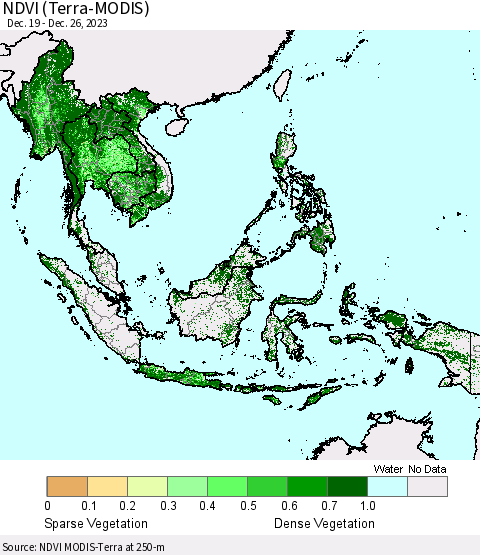 South East Asia NDVI (Terra-MODIS) Thematic Map For 12/19/2023 - 12/26/2023