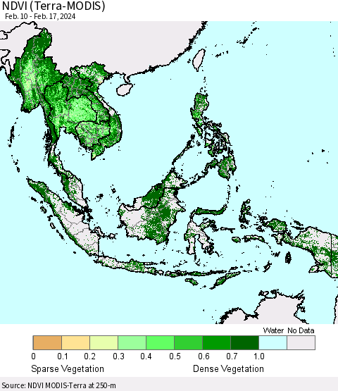 South East Asia NDVI (Terra-MODIS) Thematic Map For 2/10/2024 - 2/17/2024