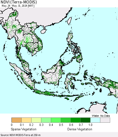 South East Asia NDVI (Terra-MODIS) Thematic Map For 5/24/2024 - 5/31/2024