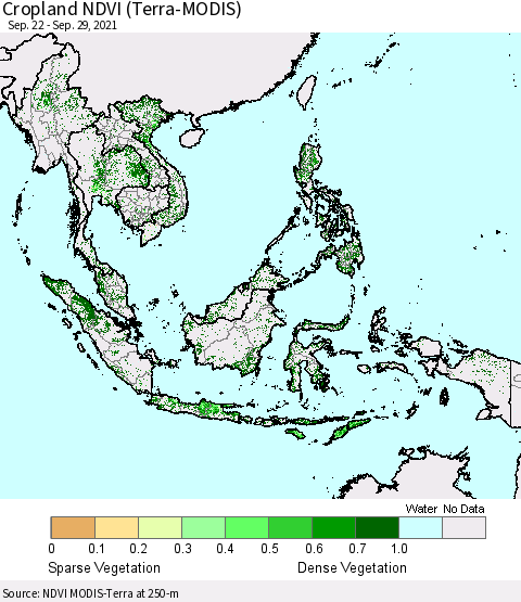 South East Asia Cropland NDVI (Terra-MODIS) Thematic Map For 9/22/2021 - 9/29/2021