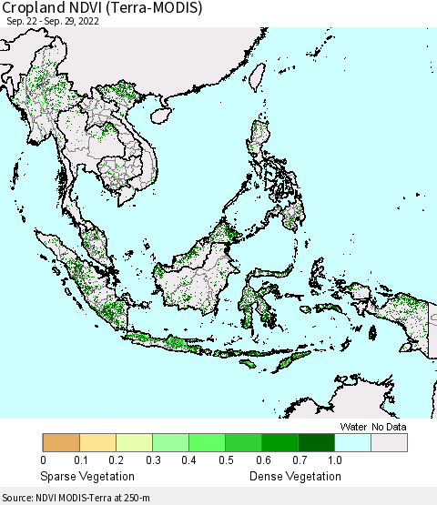 South East Asia Cropland NDVI (Terra-MODIS) Thematic Map For 9/22/2022 - 9/29/2022