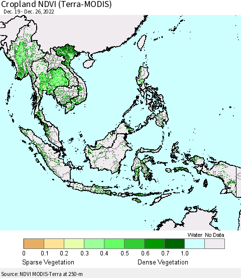 South East Asia Cropland NDVI (Terra-MODIS) Thematic Map For 12/19/2022 - 12/26/2022