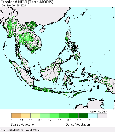 South East Asia Cropland NDVI (Terra-MODIS) Thematic Map For 12/19/2023 - 12/26/2023