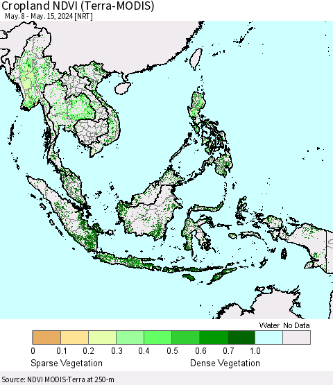 South East Asia Cropland NDVI (Terra-MODIS) Thematic Map For 5/8/2024 - 5/15/2024