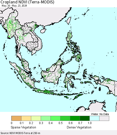 South East Asia Cropland NDVI (Terra-MODIS) Thematic Map For 5/16/2024 - 5/23/2024