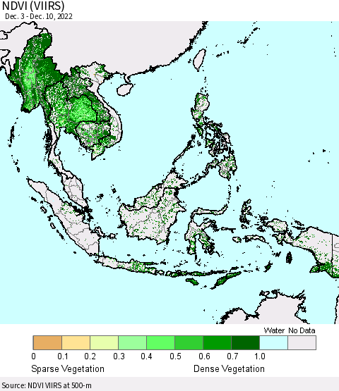 South East Asia NDVI (VIIRS) Thematic Map For 12/3/2022 - 12/10/2022