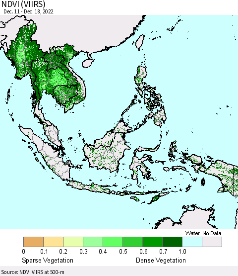South East Asia NDVI (VIIRS) Thematic Map For 12/11/2022 - 12/18/2022