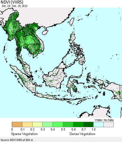 South East Asia NDVI (VIIRS) Thematic Map For 12/19/2022 - 12/26/2022