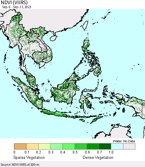 South East Asia NDVI (VIIRS) Thematic Map For 9/6/2023 - 9/13/2023