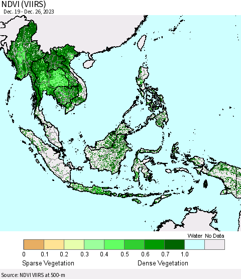 South East Asia NDVI (VIIRS) Thematic Map For 12/19/2023 - 12/26/2023