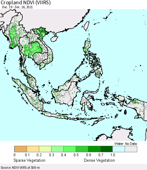 South East Asia Cropland NDVI (VIIRS) Thematic Map For 12/19/2021 - 12/26/2021