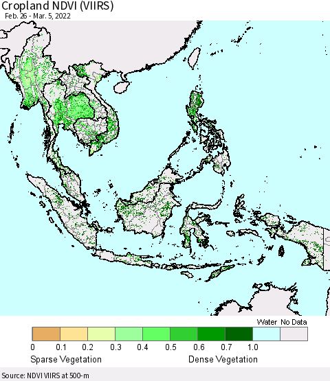 South East Asia Cropland NDVI (VIIRS) Thematic Map For 2/26/2022 - 3/5/2022